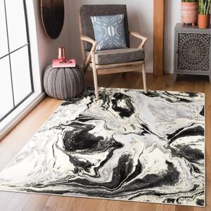 Latitude Vive Allyce High-Quality Machine Woven Black/White Rug black/white 80.0 H x 80.0 W x 1.2 D cm