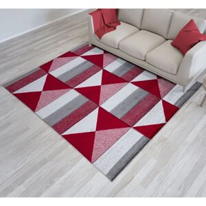 George Oliver Elio Geometric Red Indoor / Outdoor Area Rug red 110.0 H x 60.0 W x 1.2 D cm