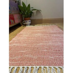 World Menagerie Efrem Hand-Loomed 100% Cotton Red Rug brown/white 120.0 W x 1.0 D cm