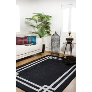 Canora Grey Padstow Framed Machine Woven Indoor / Outdoor Area Rug black/white 100.0 H x 80.0 W x 0.5 D cm