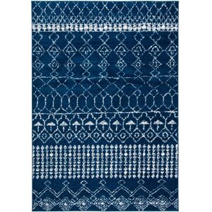 Mistana Metivier Looped/Hooked Geometric Navy/White Rug white 90.0 W x 1.0 D cm