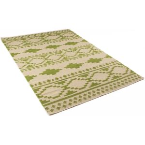 Bloomsbury Market Trainor Hand Knotted Kilim Green Area Rug green/white 200.0 W x 1.0 D cm