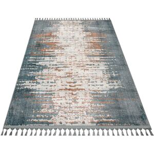 Hargun Pravallika Abstract Machine Woven Area Rug blue/brown/gray/orange/yellow 100.0 H x 80.0 W x 0.2 D cm