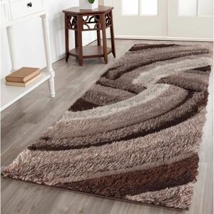 Ivy Bronx Frio Brown/Beige Shaggy Indoor/Outdoor Rug white 60.0 W x 5.0 D cm