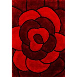 17 Stories Tadeo 3D Carved Rose Tufted Red Rug red 60.0 W x 3.5 D cm