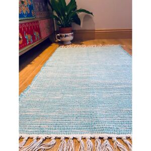 World Menagerie Edom Hand-Loomed 100% Cotton Turquoise Rug white 90.0 W x 1.0 D cm