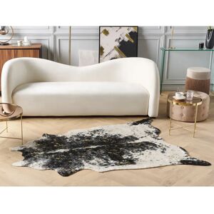 Gracie Oaks Fredericka Cowhide Black Rug black/white 170.0 H x 130.0 W x 1.0 D cm