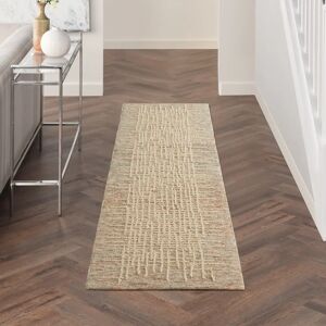 Ebern Designs Maroun Hand Loomed 100% Wool Beige Multicolour Recommended Use Rug brown/gray/white 229.0 H x 69.0 W x 1.2 D cm