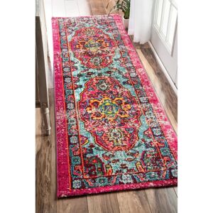 Mistana Loughlam Pink/Blue/Yellow Rug white 76.0 W x 1.09 D cm