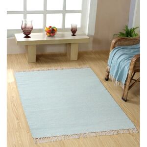 World Menagerie Edouard Hand-Loomed 100% Cotton Blue Rug blue/white 60.0 W x 1.0 D cm