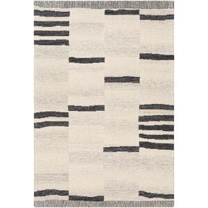 Livabliss Granada Broken Stripe Wool Hand Made Area Rug Black;Beige Rectangle 152 x 229 cm