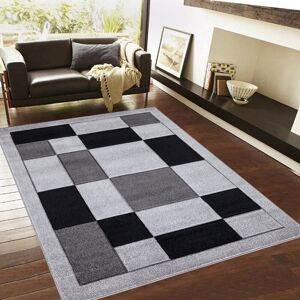 Brayden Studio Havana Geometric Grey Black Large Rugs – Modern Living Room Carpet, Bedroom & Hallway Runner Soft, Non-Shedding, Stain Resistant Floor Mat Grey/Black Rectangle 120 x 170cm