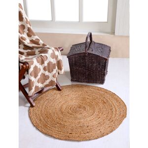 17 Stories Gemini Hand Braided Beige Jute Rug Beige Round 120cm