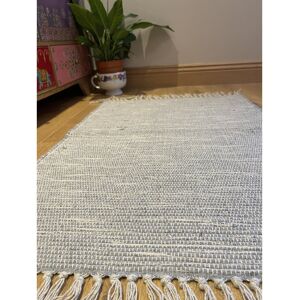 World Menagerie Edythe Hand-Loomed 100% Cotton Light Grey Rug Pale Grey Rectangle 120 x 180cm