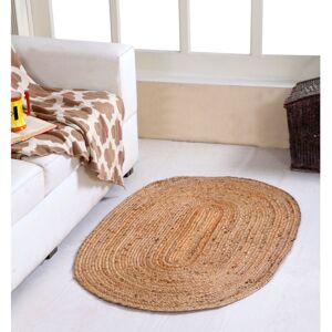 17 Stories Gemini Hand Braided Beige Jute Rug Beige Oval 90 x 150cm