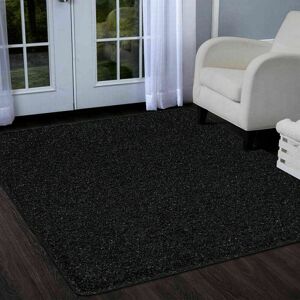 17 Stories Natty Black Shaggy Glitter Area Rugs & Mat – Luxury Soft Sparkle Shag Pile Carpet with Non-Slip Backing for Living Room, Bedroom, Hallway & Kitchen Black;Black Rectangle 160 x 230cm