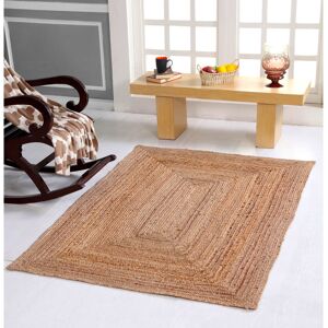 17 Stories Gemini Hand Braided Beige Jute Rug Beige Rectangle 120 x 180cm