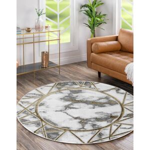 Metro Abstract Indoor / Outdoor Area Rug Ochre Round 120cm