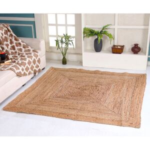 17 Stories Gemini Hand Braided Beige Jute Rug Beige Square 180cm