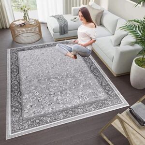 Stylish Home Large Shaggy Rugs Non Slip Living Room Hallway Runner Fluffy Bedroom Carpet Mats Grey Rectangle 60 x 110 cm