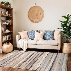 Blue Elephant Striped Grey/Beige Rug Blue;Grey;Cream Rectangle 160cm x 215cm Blue Elephant Striped Grey/Beige Rug Blue;Grey;Cream Rectangle 160cm x 215cm
