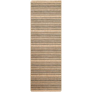 Highland Dunes Tarri Boho Jute-Look Striped Brown Area Rug Beige Runner 203 x 559 cm Highland Dunes Tarri Boho Jute-Look Striped Brown Area Rug Beige Runner 203 x 559 cm
