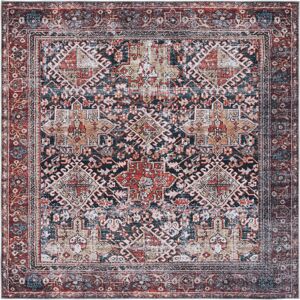 Langley Street Mellor Machine Washable Non-Slip Area Rug in Red Navy Square 183 cm Langley Street Mellor Machine Washable Non-Slip Area Rug in Red Navy Square 183 cm