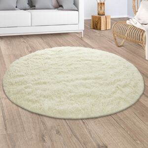 Canora Grey Buchman Fluffy Handmade Tufted White Rug Round 80cm Canora Grey Buchman Fluffy Handmade Tufted White Rug Round 80cm