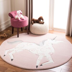 Zoomie Kids Carousel Kids Unicorn Area Rug In Pink / Ivory Pink;Ivory Round 160 cm Zoomie Kids Carousel Kids Unicorn Area Rug In Pink / Ivory Pink;Ivory Round 160 cm