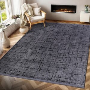 Metro Non Slip Area Rug Low Pile Bedroom Rugs Machine Washable Floor Mat Living Room Carpet - NT0201 Dark Grey Rectangle 80 x 150 cm Metro Non Slip Area Rug Low Pile Bedroom Rugs Machine Washable Floor Mat Living Room Carpet - NT0201 Dark Grey Rectangle 80 x 150 cm
