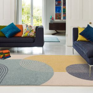 Latitude Run Blue Funky Modern Easy To Clean Abstract Rug For Dining Room Chenille/Cotton Rectangle 200 x 290cm Latitude Run Blue Funky Modern Easy To Clean Abstract Rug For Dining Room Chenille/Cotton Rectangle 200 x 290cm