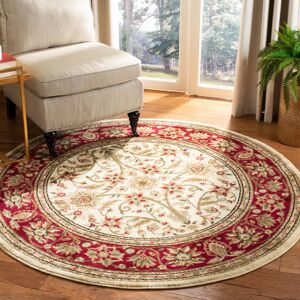 Marlow Home Co. Lyndhurst Oriental Area Rug In Ivory / Red Red;Ivory Round 183 cm Marlow Home Co. Lyndhurst Oriental Area Rug In Ivory / Red Red;Ivory Round 183 cm
