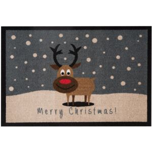 Hanse Home Merry Christmas Reindeer Doormat Grey 40cm W X 60cm L Hanse Home Merry Christmas Reindeer Doormat Grey 40cm W X 60cm L