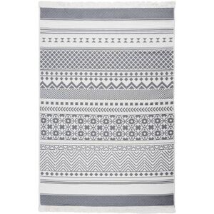 Gracie Oaks Rug Grey And White Cotton Rectangle 160 x 230cm Gracie Oaks Rug Grey And White Cotton Rectangle 160 x 230cm