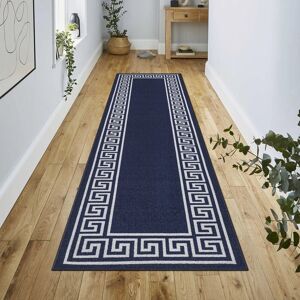 Fairmont Park Greek-Key Navy Non-Slip Polypropylene Area Rug — Washable Door Mat & Hallway Runner For Living Room, Kitchen & Bedroom Navy Runner 67 x 220 cm Fairmont Park Greek-Key Navy Non-Slip Polypropylene Area Rug — Washable Door Mat & Hallway Runner For Living Room, Kitchen & Bedroom Navy Runner 67 x 220 cm