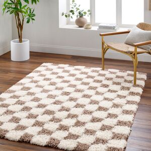 Corrigan Studio Checkered Shaggy Area Rug Brown/Cream Brown;Ivory Rectangle 200 x 290 cm Corrigan Studio Checkered Shaggy Area Rug Brown/Cream Brown;Ivory Rectangle 200 x 290 cm