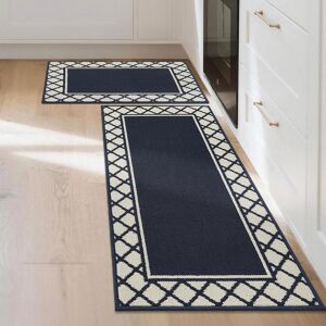 17 Stories Gray Absorbent Kitchen Runner Rug Mats 2 Pieces for Kitchen, Nonslip TPR Backed Carpet Rugs, 50x76cm+50x122cm Navy 1cm H X 122cm L X 50cm W 17 Stories Gray Absorbent Kitchen Runner Rug Mats 2 Pieces for Kitchen, Nonslip TPR Backed Carpet Rugs, 50x76cm+50x122cm Navy 1cm H X 122cm L X 50cm W