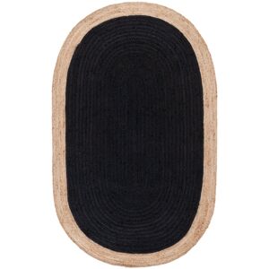 Beachcrest Home Solid Colour Hand Woven Woven Black Area Rug Black Oval 122 x 183cm Beachcrest Home Solid Colour Hand Woven Woven Black Area Rug Black Oval 122 x 183cm