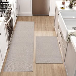 17 Stories Non Slip Kitchen Rug Mat Sets, Washable Runner Rugs for Hallway, Dining Room and Entrance, 43x75cm+43x200cm, Grey Beige 1cm H X 150cm L X 43cm W 17 Stories Non Slip Kitchen Rug Mat Sets, Washable Runner Rugs for Hallway, Dining Room and Entrance, 43x75cm+43x200cm, Grey Beige 1cm H X 150cm L X 43cm W