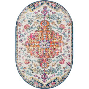 Mistana Wynings Dewsbury Blue/Orange/White Rug Blue;Red;Aqua;Burgandy;Burnt Orange;Off-White;Saffon Oval 122 x 183 cm Mistana Wynings Dewsbury Blue/Orange/White Rug Blue;Red;Aqua;Burgandy;Burnt Orange;Off-White;Saffon Oval 122 x 183 cm