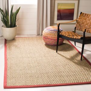 Ebern Designs Natural Fiber Rikko Border Area Rug In Natural & Red Tan Rectangle 152 x 244 cm Ebern Designs Natural Fiber Rikko Border Area Rug In Natural & Red Tan Rectangle 152 x 244 cm