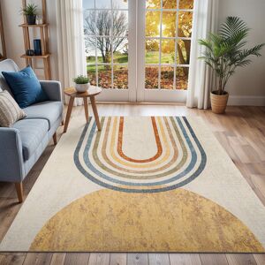 Corrigan Studio Quiogue Machine Washable Modern Boho Beige Area Rug Black;Brown;Yellow;Gold;Grey;Cream Rectangle 200 x 275cm Corrigan Studio Quiogue Machine Washable Modern Boho Beige Area Rug Black;Brown;Yellow;Gold;Grey;Cream Rectangle 200 x 275cm