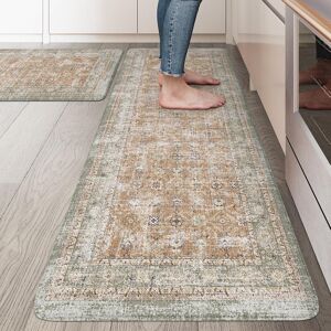 Marlow Home Co. Boho Vintage Kitchen Rugs Sets of 2 Comfort Standing Mat Tan 119cm L x 50.8cm W Marlow Home Co. Boho Vintage Kitchen Rugs Sets of 2 Comfort Standing Mat Tan 119cm L x 50.8cm W