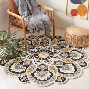Latitude Vive Novelty Floral Area Rug In Ivory / Black Black;Ivory Round 122cm Latitude Vive Novelty Floral Area Rug In Ivory / Black Black;Ivory Round 122cm