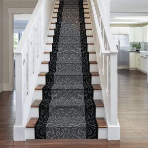Rosalind Wheeler Cayden Stair Looped Black Rug Black Runner 70 x 780cm Rosalind Wheeler Cayden Stair Looped Black Rug Black Runner 70 x 780cm