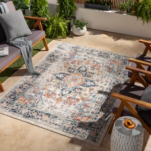 Latitude Vive Antwian Traditional Boho Dark Blue Area Rug Blue;Orange Rectangle 160 x 213cm Latitude Vive Antwian Traditional Boho Dark Blue Area Rug Blue;Orange Rectangle 160 x 213cm