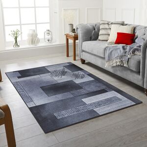 Metro Azaruddin Abstract Black Area Rug Black Rectangle 160 x 230cm Metro Azaruddin Abstract Black Area Rug Black Rectangle 160 x 230cm