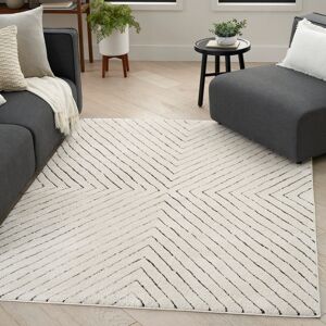 Gracie Oaks Palmerton Machine Woven Ivory Rug Ivory;Ivory Black Rectangle 160 x 229cm Gracie Oaks Palmerton Machine Woven Ivory Rug Ivory;Ivory Black Rectangle 160 x 229cm