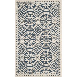 Mistana McQuitty Hand Tufted Wool Navy Blue/Ivory Area Rug Navy Blue/Ivory Rectangle 91 x 152 cm Mistana McQuitty Hand Tufted Wool Navy Blue/Ivory Area Rug Navy Blue/Ivory Rectangle 91 x 152 cm