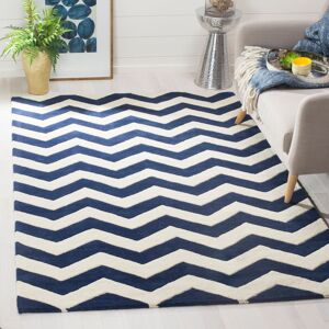 Brayden Studio Terence Hand Tufted Wool Dark Blue/Ivory Rug Dark Blue/Ivory Rectangle 122 x 183 cm Brayden Studio Terence Hand Tufted Wool Dark Blue/Ivory Rug Dark Blue/Ivory Rectangle 122 x 183 cm